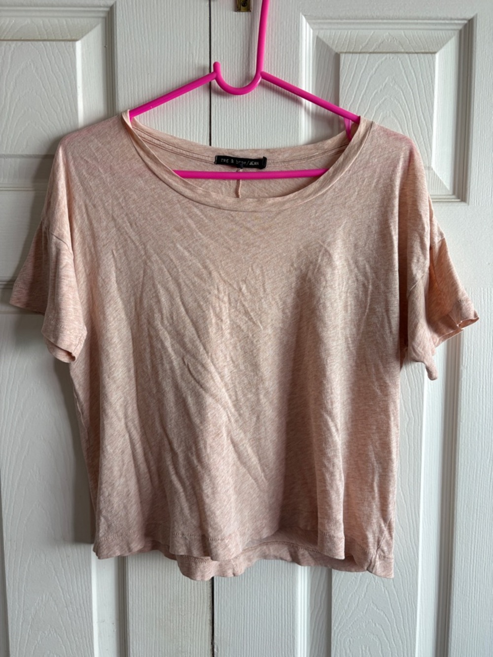 Rag & Bone Boxy Crop Short Sleeve Tee in Light Blush